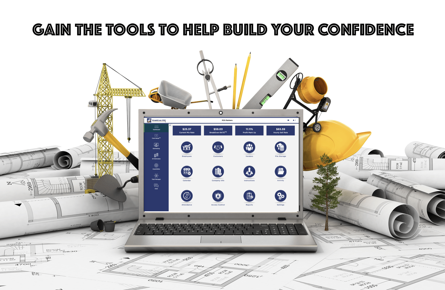 BreakEven PLUS cloud estimating software dashboard and reporting interface