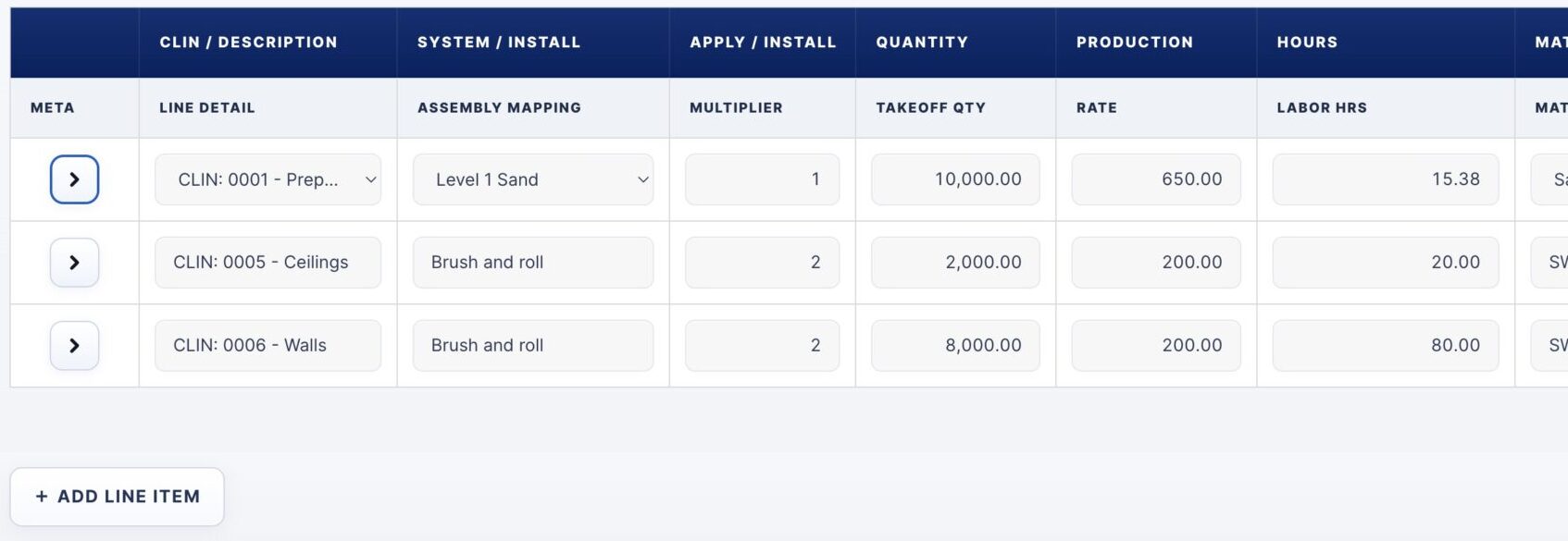 Takeoff estimating with metadata