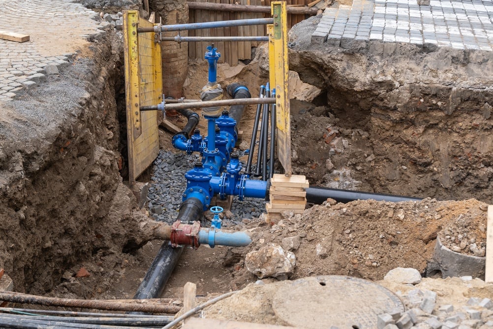 Municipal underground utility infrastructure project representing water and utility capital planning